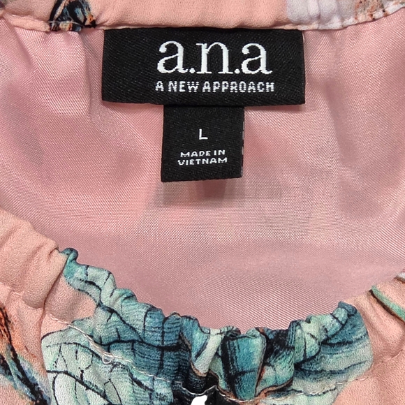 a.n.a A New Approach Pink Flowy Peasant Boho-Style Floral Blouse Lined Size L - Picture 11 of 11